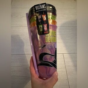 New Disney Villains ZAK! 4 pack cups with lid and straw- glow in the dark
